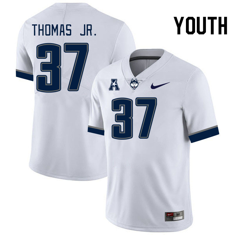 Youth #37 Malik Thomas Jr. Uconn Huskies College Football Jerseys Stitched-White